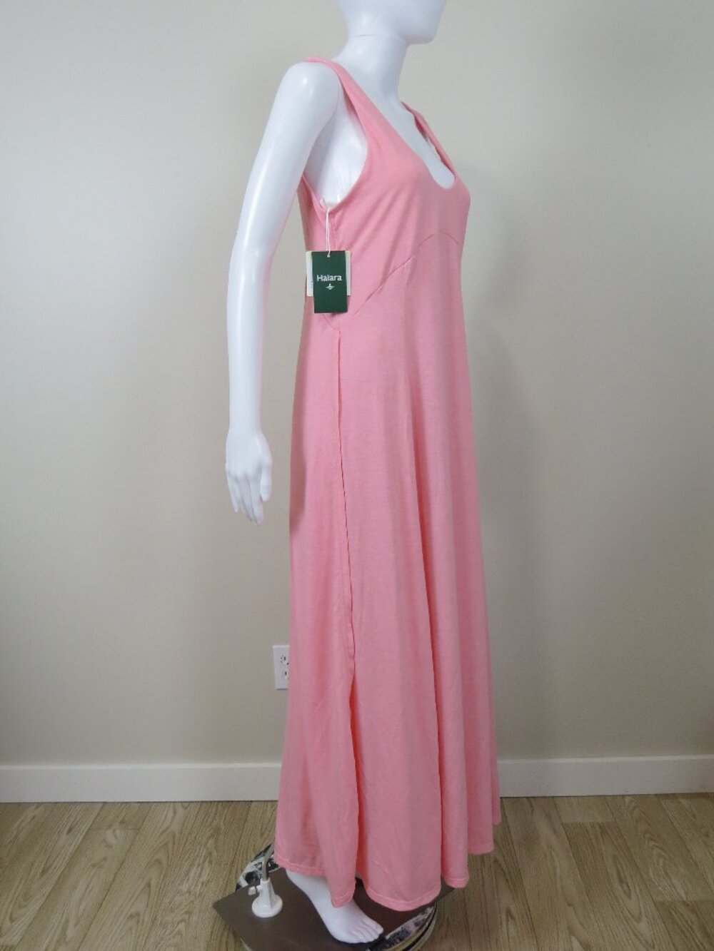 NEW Halara U Neck Flowy Maxi Casual Tank Dress SIZE Medium Pink - Picture 4 of 11